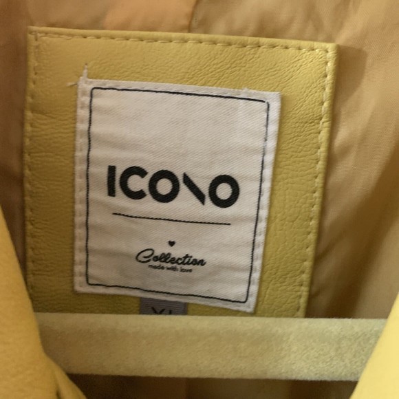 Icono Women’s Faux Leather Biker Moto Jacket Yellow • XL - Picture 3 of 8